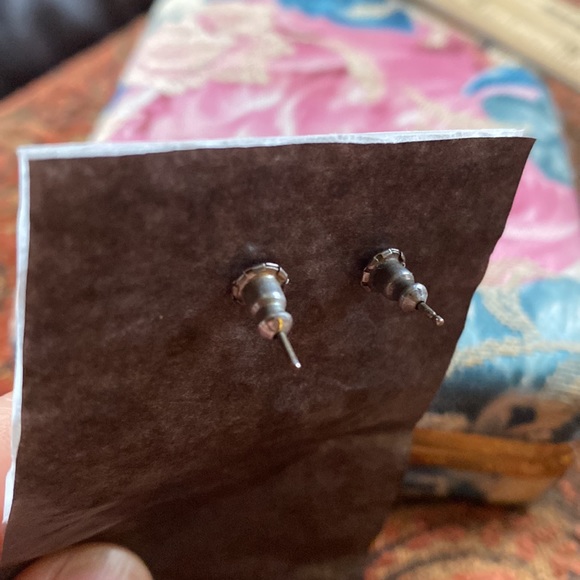 Garnet studded earrings Artisan made in Warren Vermont silver new 2 inches long - Picture 4 of 4